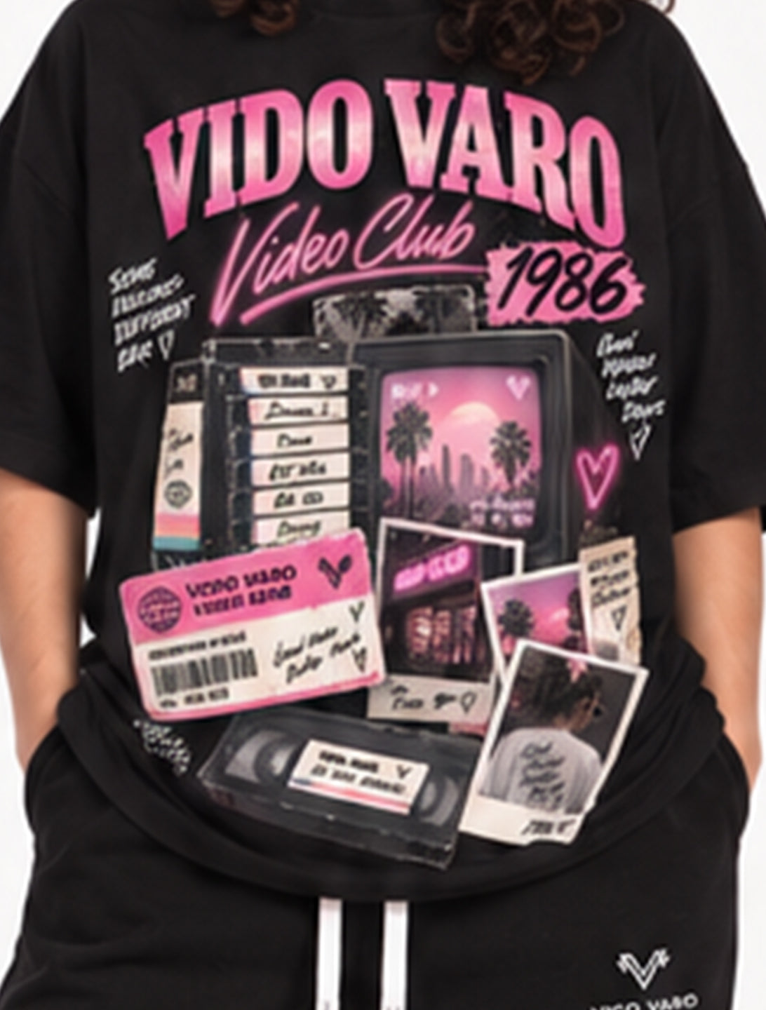 Video Club 1986 Graphic Oversized T-Shirt- Black