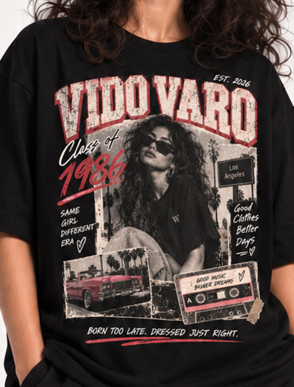 Class of 1986 Girl Graphic Oversized T-Shirt- Black