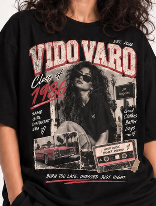 Class of 1986 Girl Graphic Oversized T-Shirt- Black