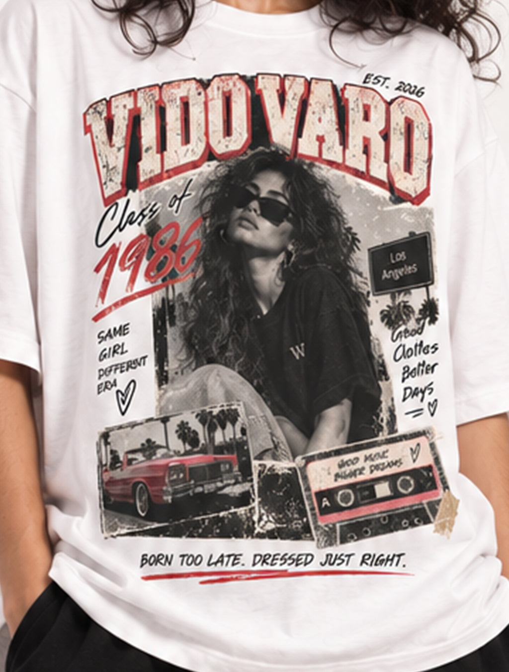 Class of 1986 Girl Graphic Oversized T-Shirt- White