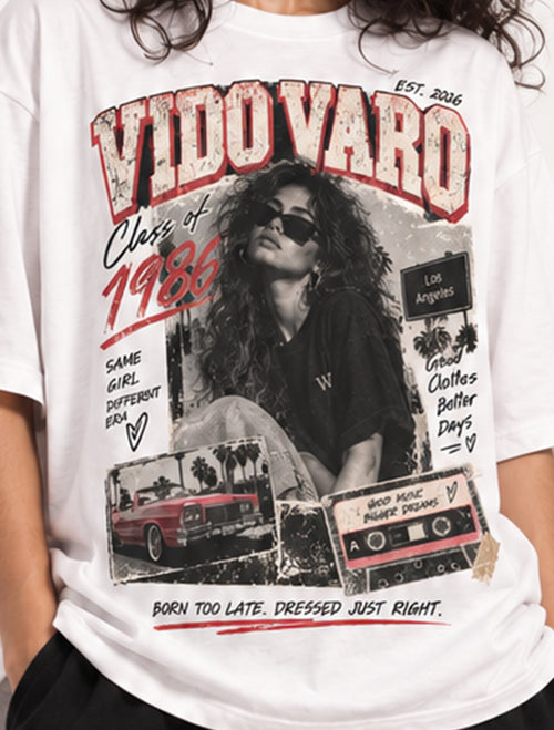 تيشيرت أبيض واسع بطبعة «لا أستطيع»