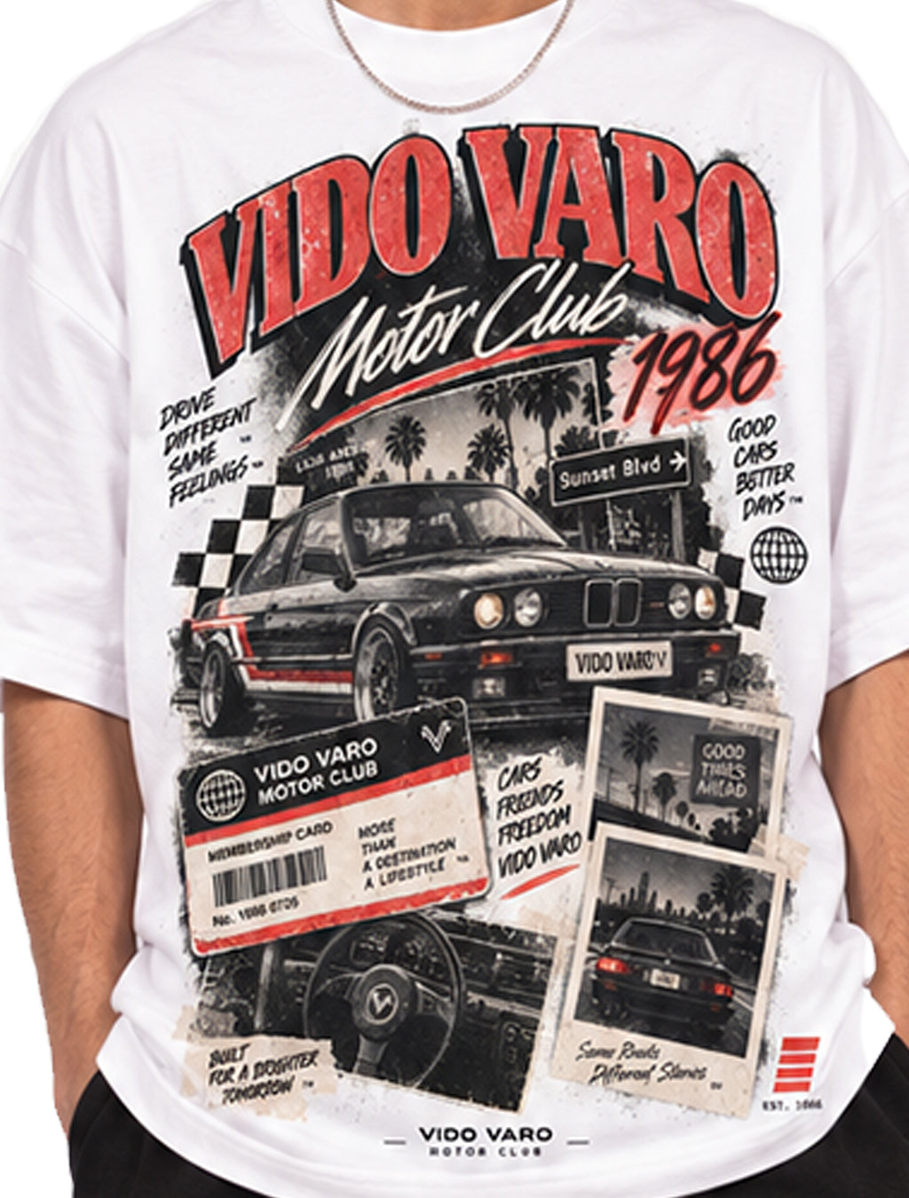 Motor Club 1986 Graphic Oversized T-Shirt- White
