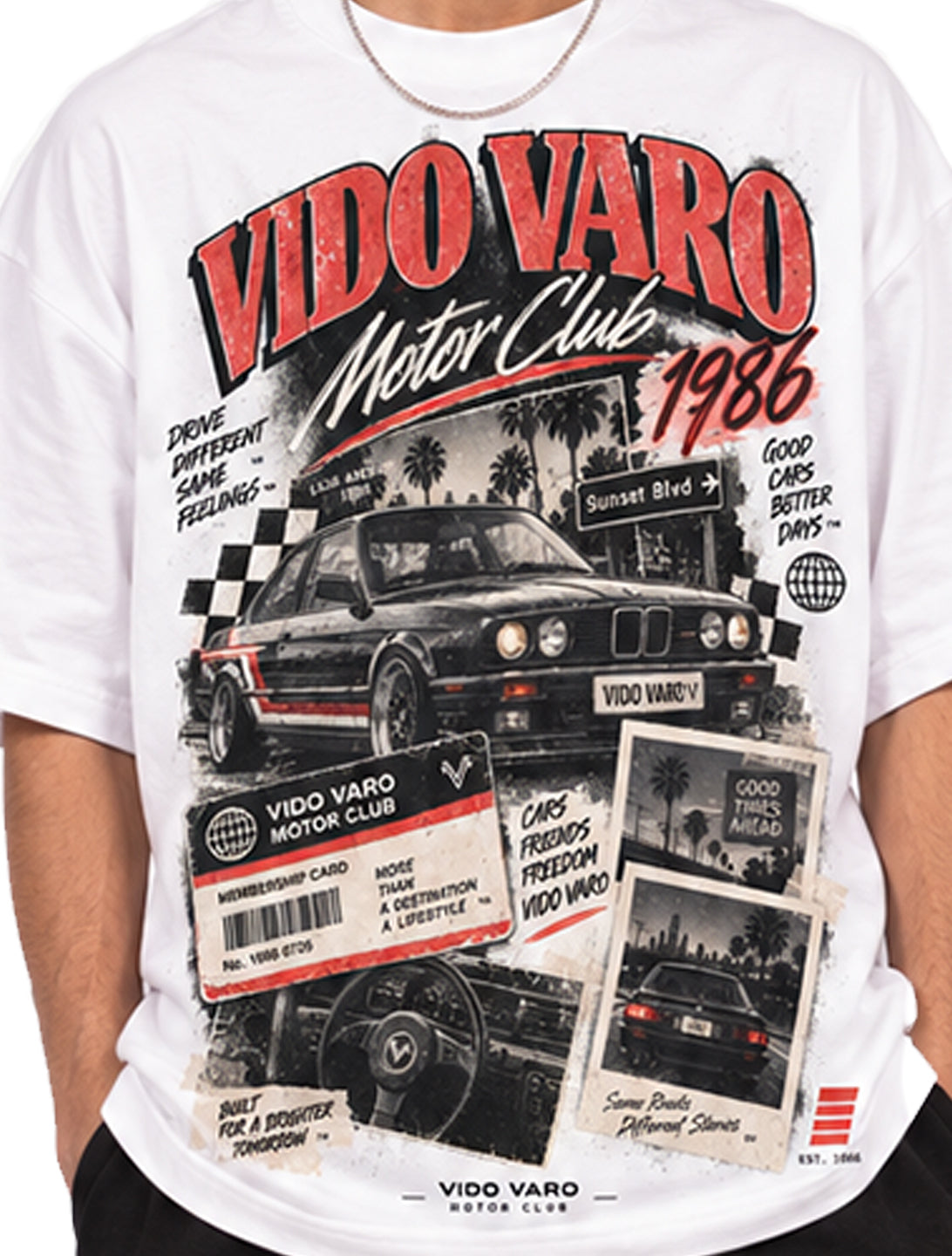 Motor Club 1986 Graphic Oversized T-Shirt- White