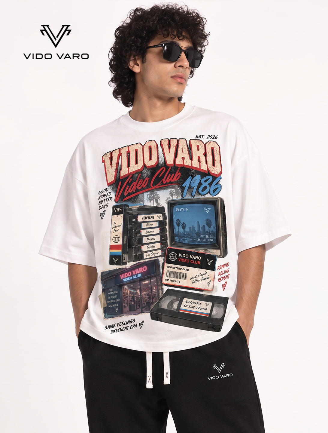 Video Club 1986 Graphic Oversized T-Shirt- White