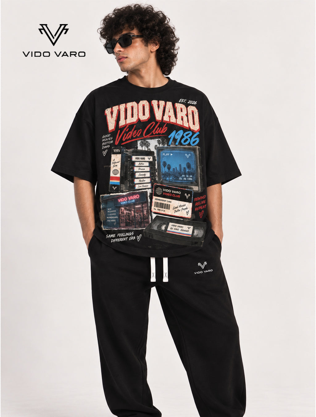 Video Club 1986 Graphic Oversized T-Shirt - Black