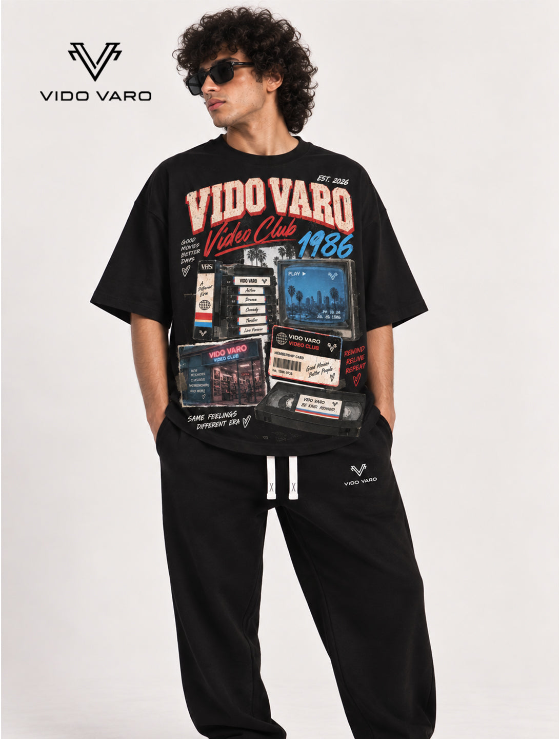 Video Club 1986 Graphic Oversized T-Shirt - Black