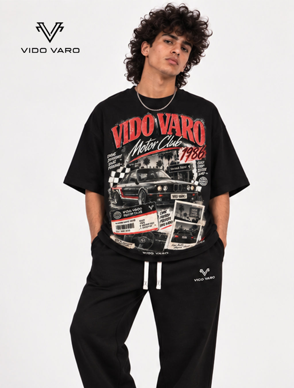 Motor Club 1986 Graphic Oversized T-Shirt - Black