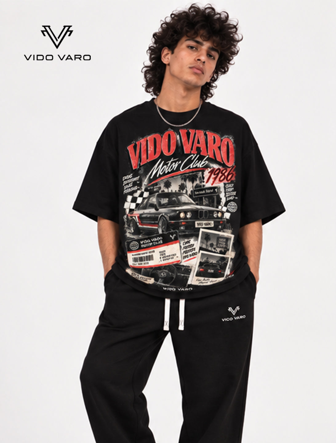Motor Club 1986 Graphic Oversized T-Shirt - Black