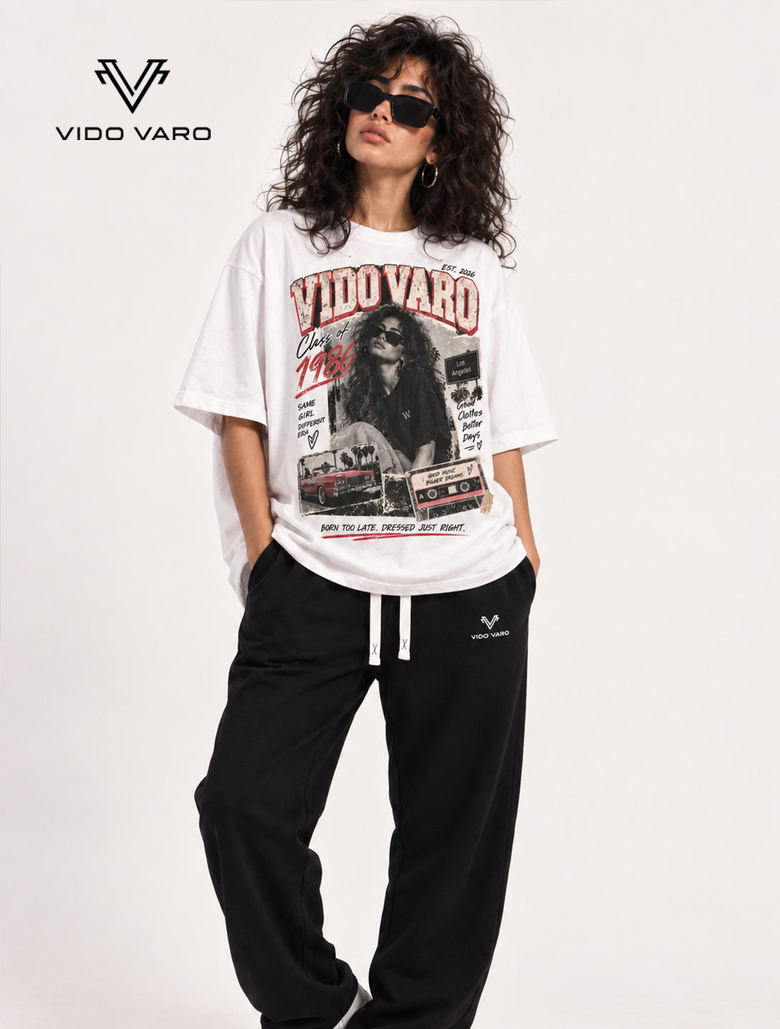 Class of 1986 Girl Graphic Oversized T-Shirt- White