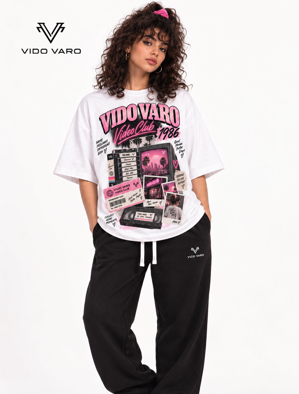 Video Club 1986 Girl Graphic Oversized T-Shirt- White