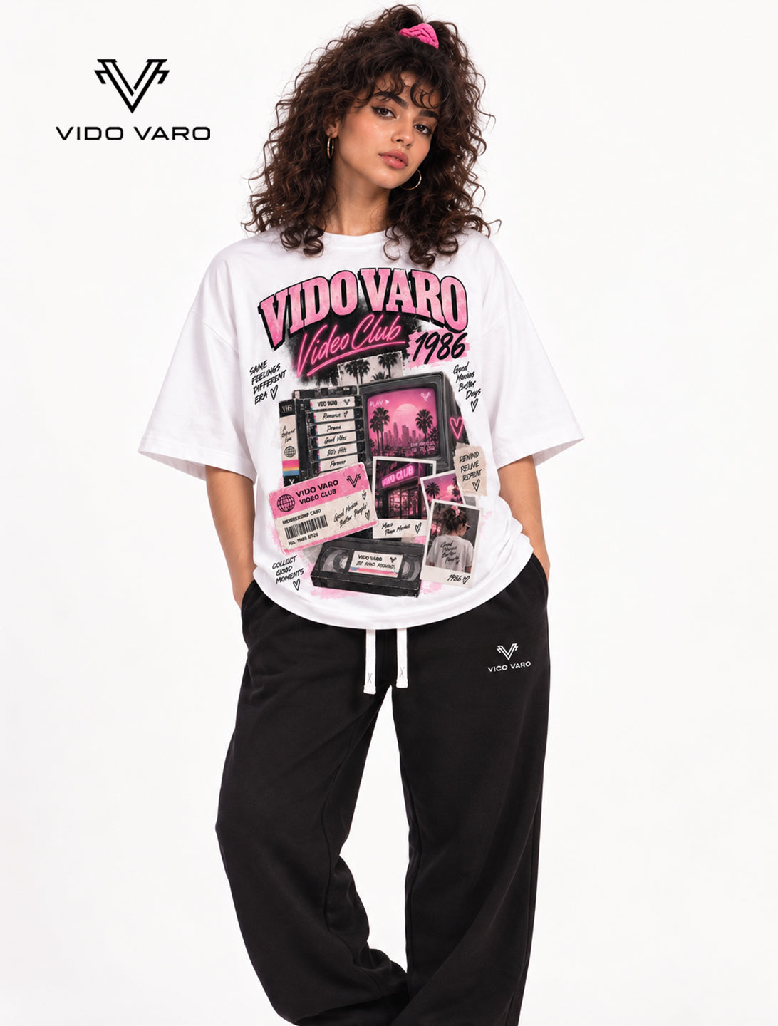 Video Club 1986 Girl Graphic Oversized T-Shirt- White