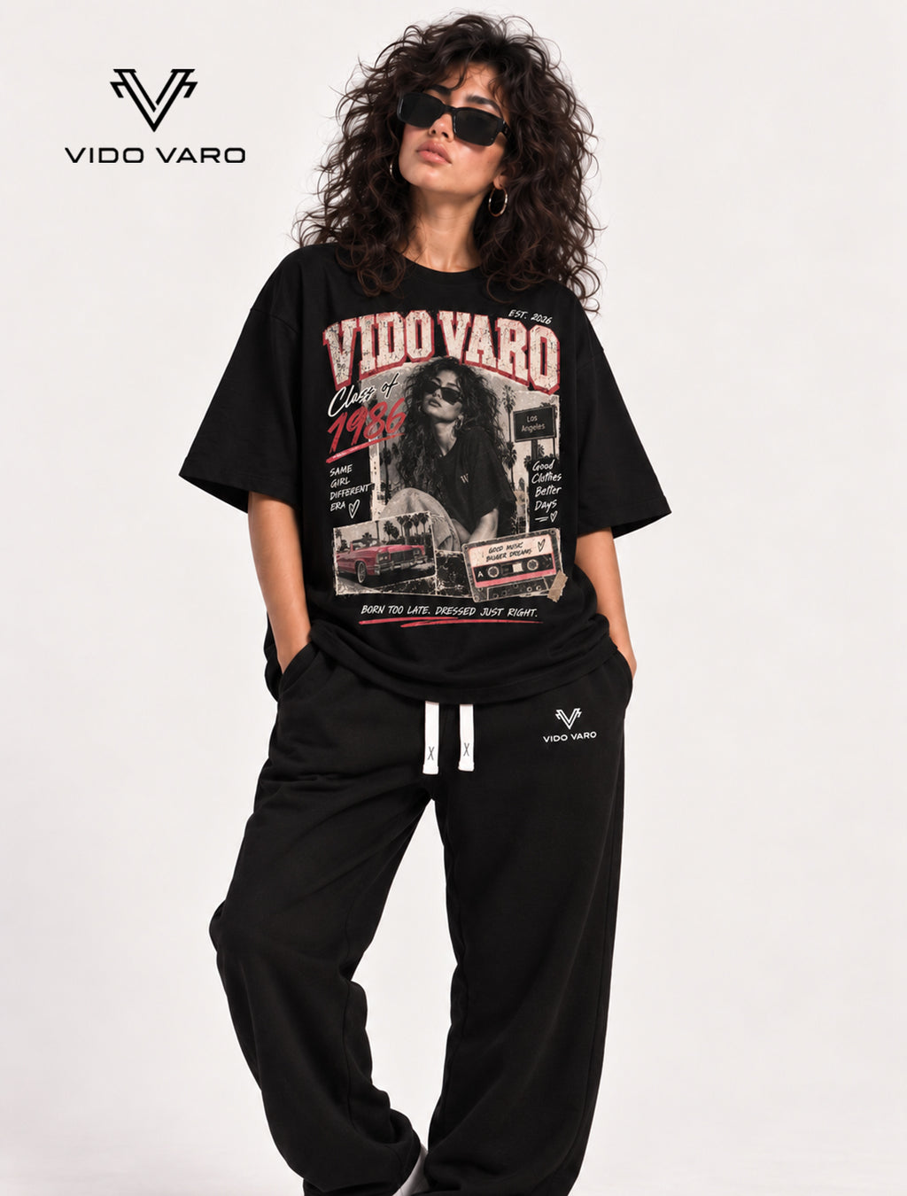 Class of 1986 Girl Graphic Oversized T-Shirt- Black
