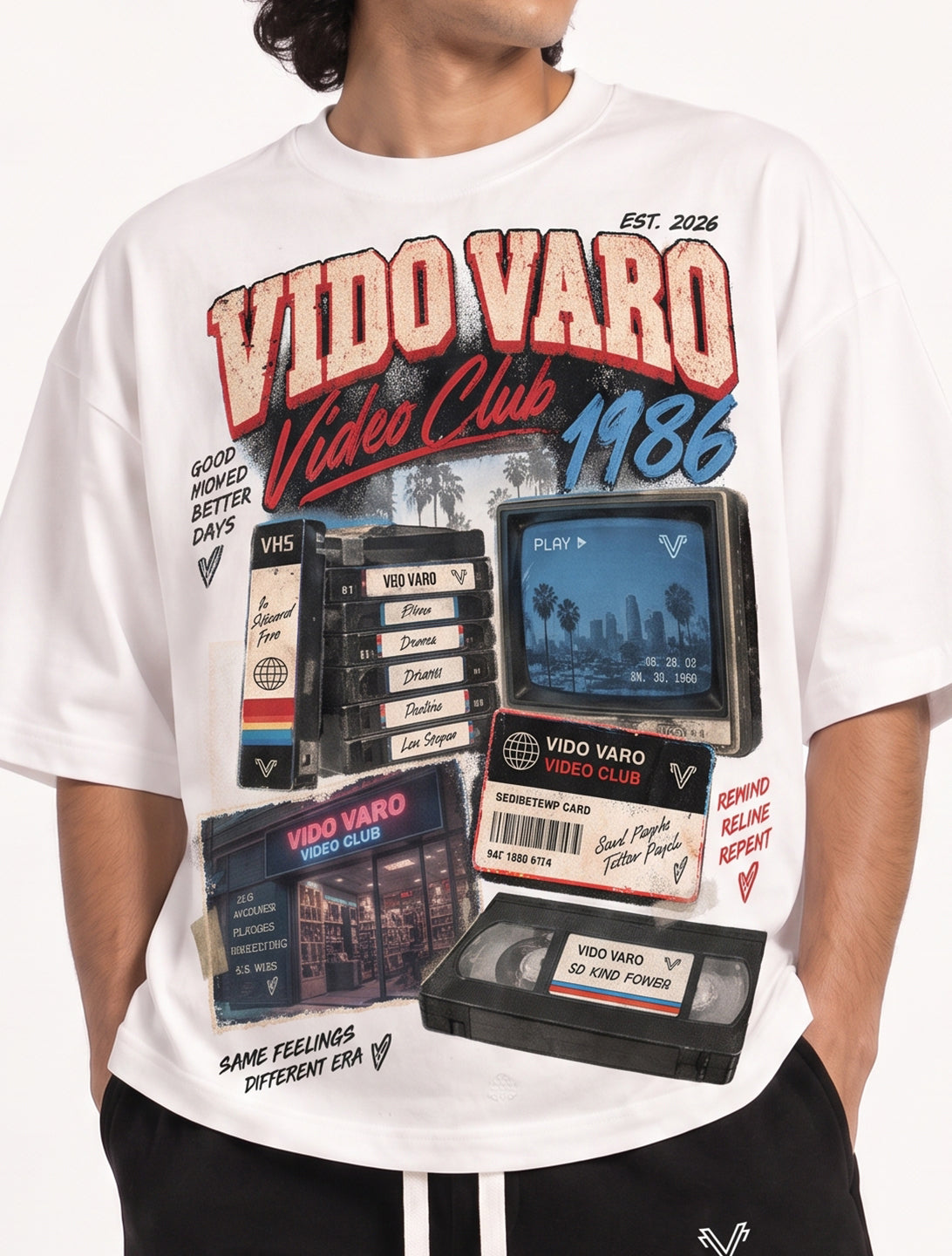 Video Club 1986 Graphic Oversized T-Shirt- White