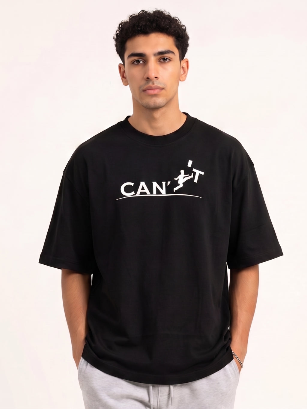 I can't oversized black T-shirt