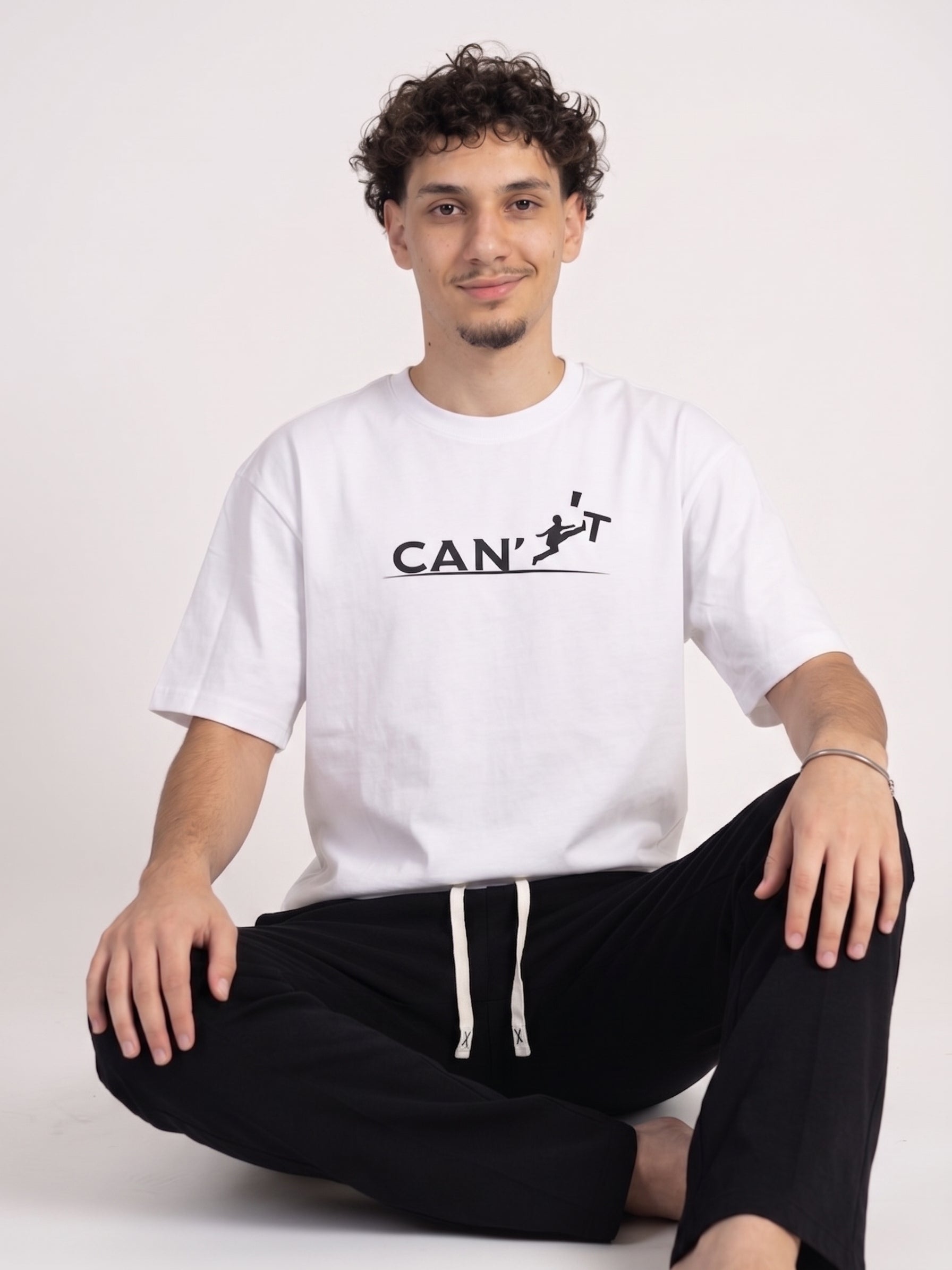 I can't oversized white T-shirt