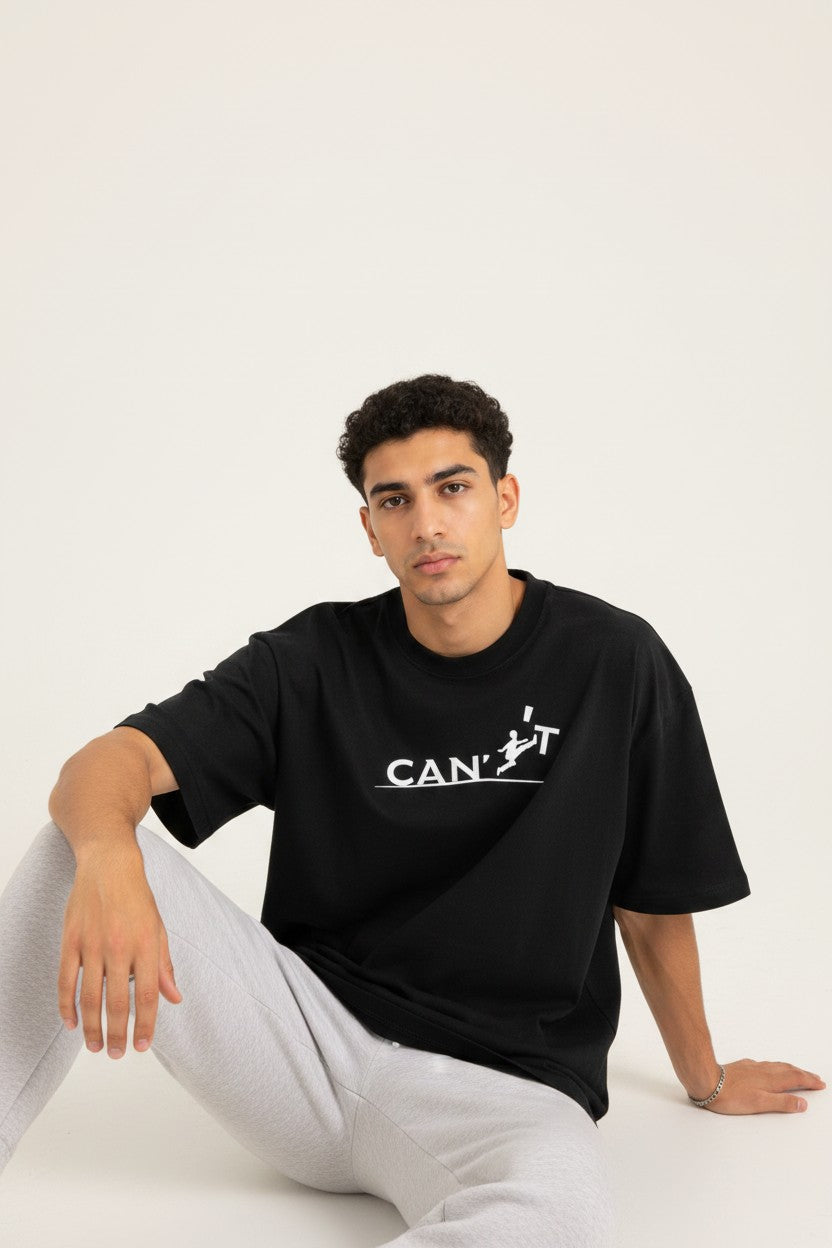 I can't oversized black T-shirt