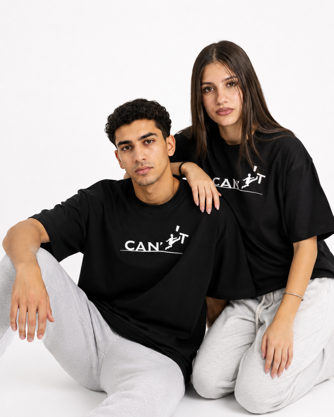 I can't oversized black T-shirt