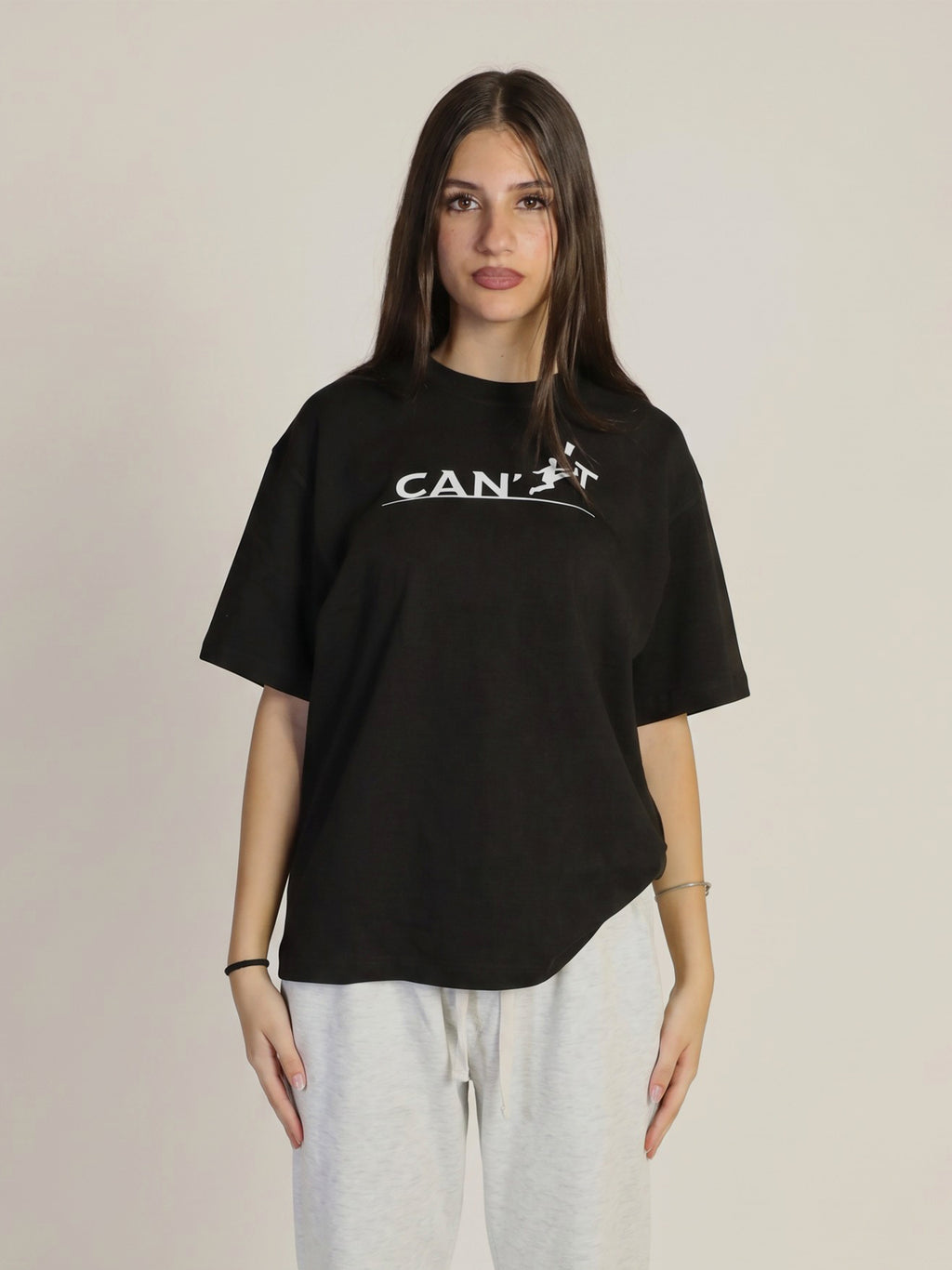I can't oversized black T-shirt