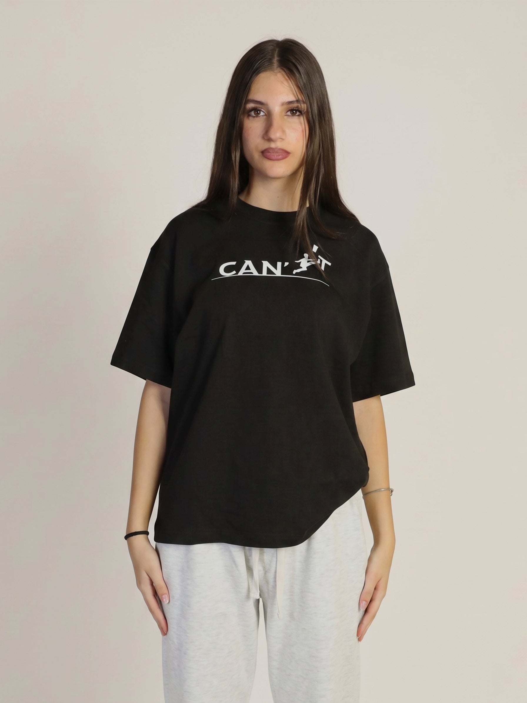 I can't oversized black T-shirt