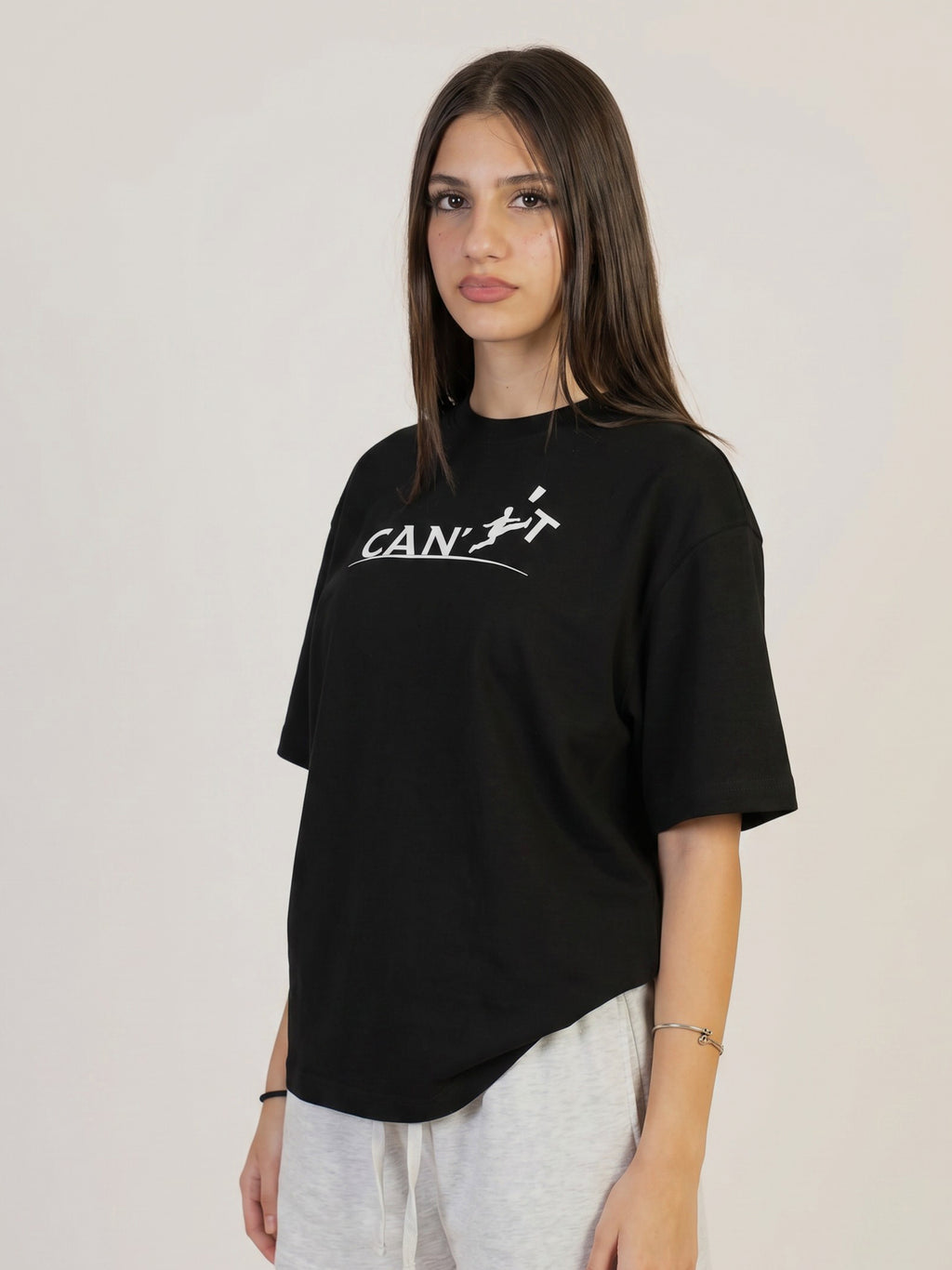 I can't oversized black T-shirt